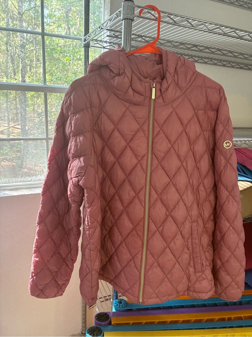 Michael Kors Quilted Hooded Puffer Jacket - Rosewood